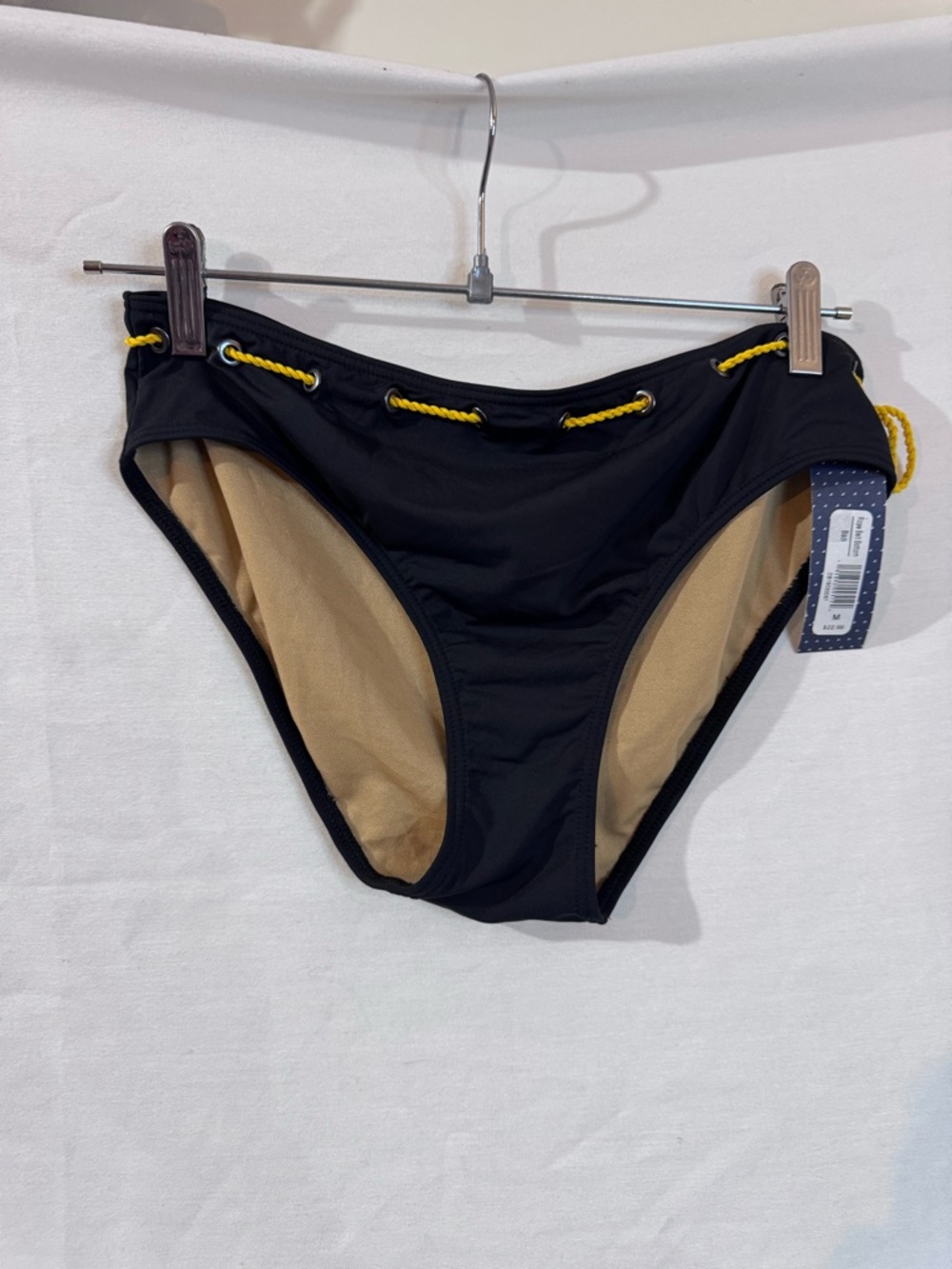 DownEast Black Bikini Bottom with Yellow rope-like Trim. Super Cute! Great deal!